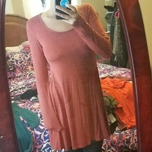 Burnt orange long sleeve swing dress